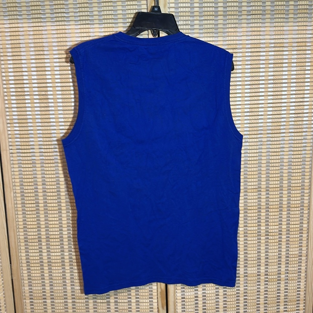 Fruit of the Loom Platinum Bright Blue Tank Top Lime Green Trim Men's Medium - Picture 7 of 13